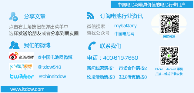 關注訂閱中國電池網