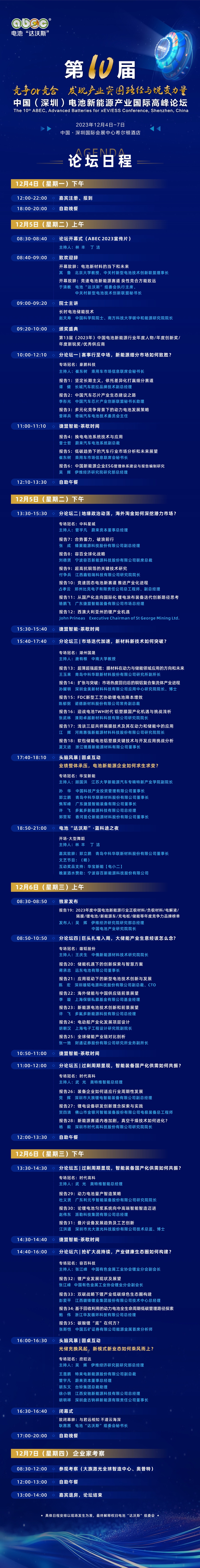 第10屆電池“達(dá)沃斯”論壇日程