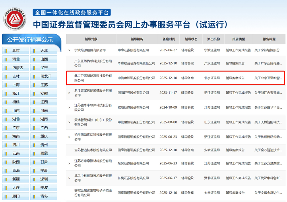 衛(wèi)藍新能源正式啟動上市輔導