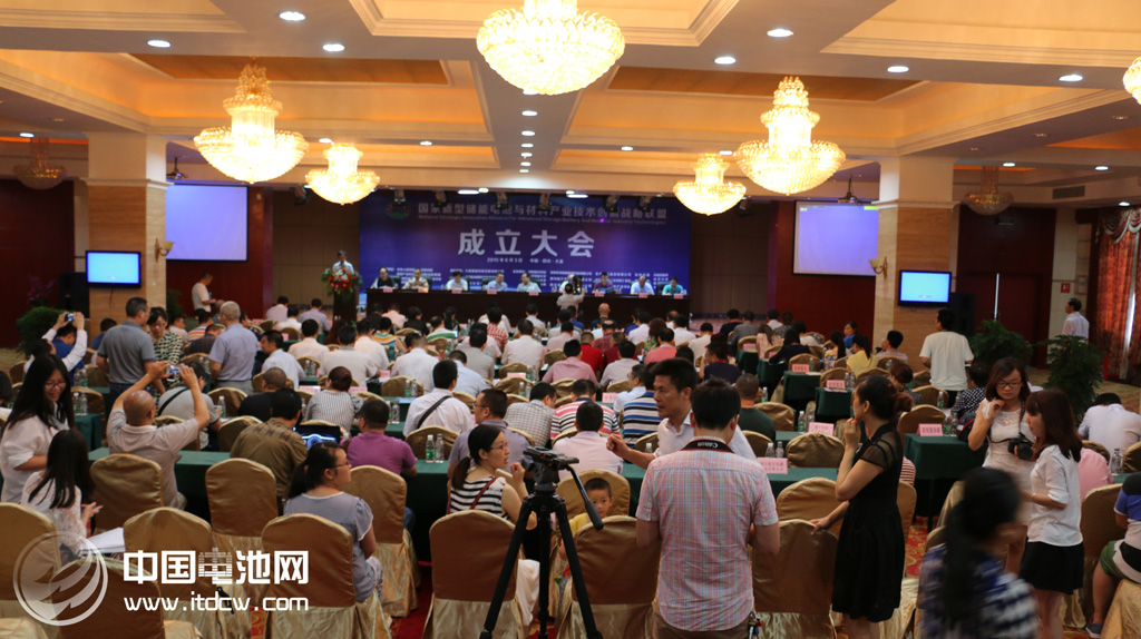 電子科大能源科學與工程學院副院長吳孟強、電子科大資產管理公司總經理、四川經信委創新處副處長丁銳、張樹人先后發了言，縣委書記蔣喻新，科技部中國技術市場協會常務理事、副秘書長孫小林共同為國家新型儲能電池與材料產業技術創新戰略聯盟揭牌。