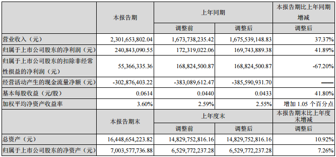 中信國安主要會計數據和財務指標