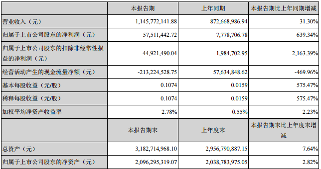 威華股份主要會計數據和財務指標