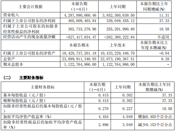 杉杉股份主要會計數據和財務指標
