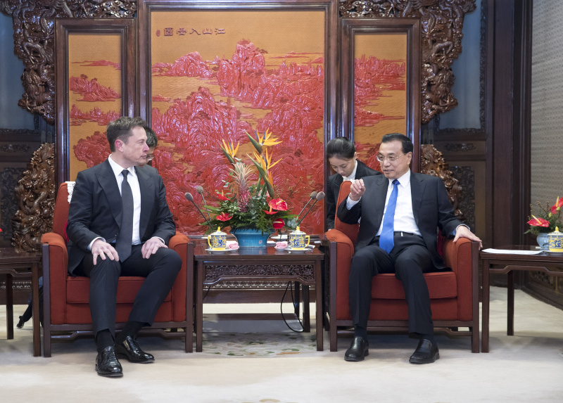 李克強在中南海會見美國特斯拉CEO馬斯克