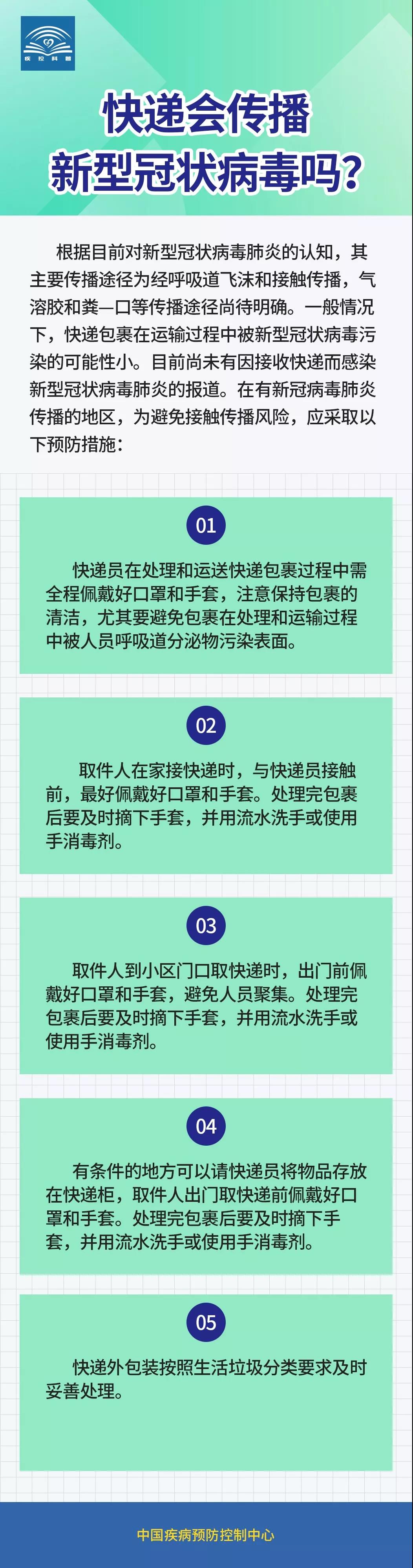 快遞會傳播新型冠狀病毒嗎？中國疾控中心發文詳解