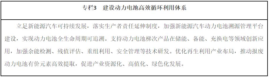 專(zhuān)欄3　建設(shè)動(dòng)力電池高效循環(huán)利用體系