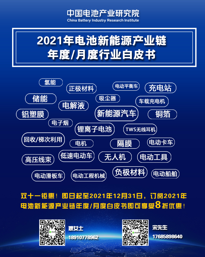 雙十一鉅惠！2021年電池新能源產業鏈年度/月度白皮書8折酬賓！
