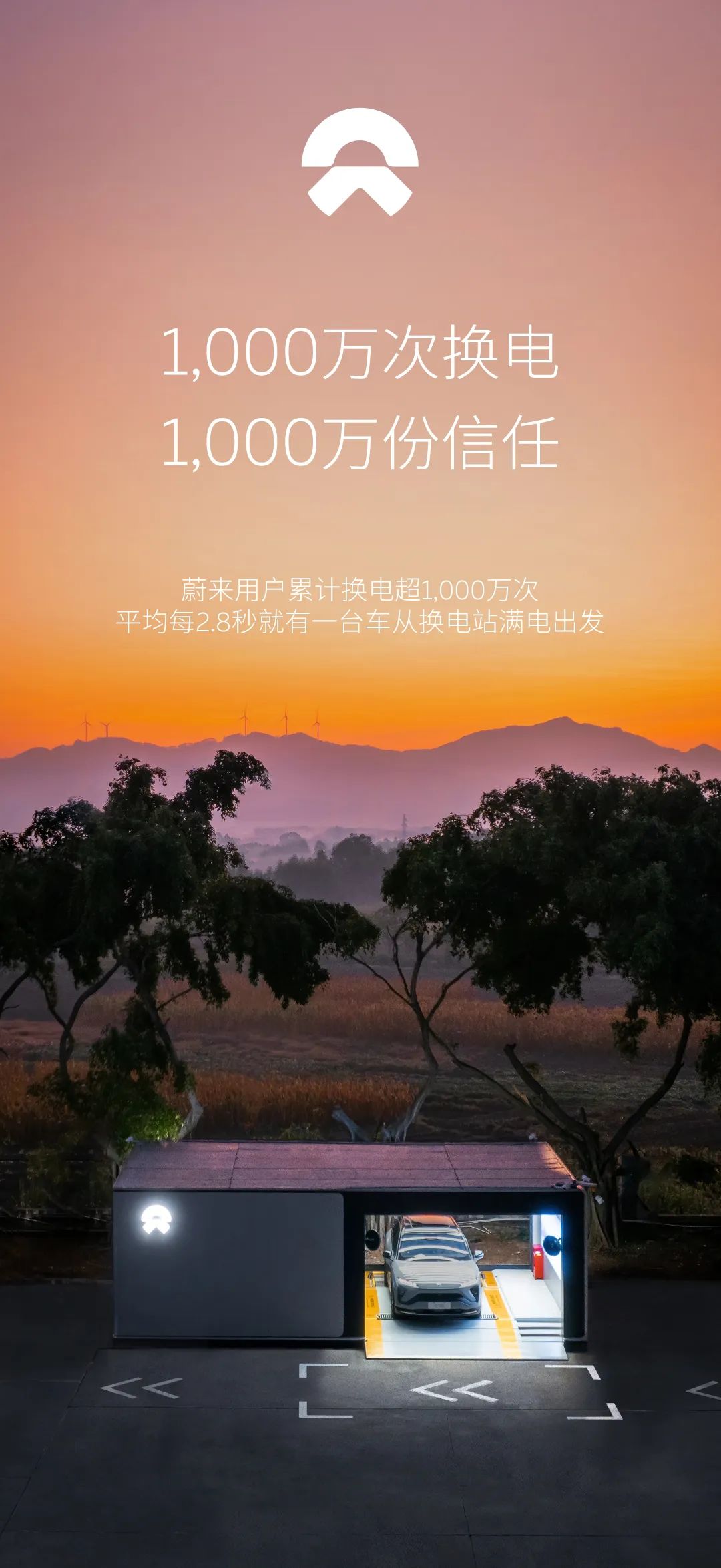 蔚來用戶累計換電達(dá)1000萬次 換電站總數(shù)即將突破1000座