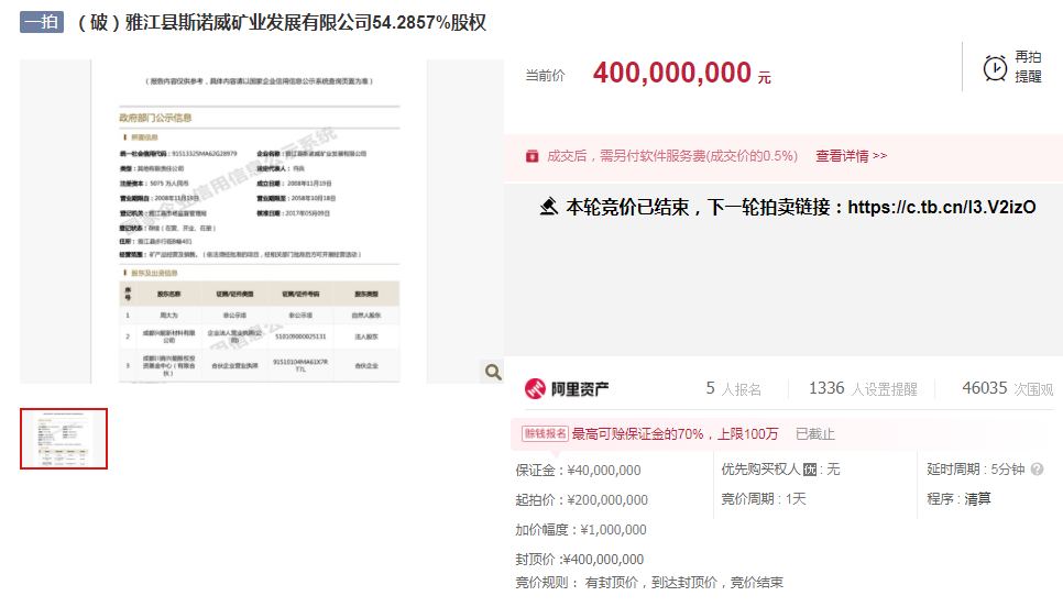 4億封頂價！22分鐘結束首輪拍賣！國內(nèi)鋰礦拍賣也瘋狂？