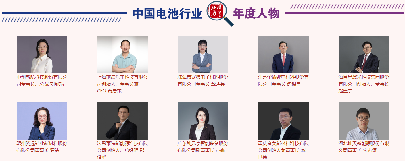 第12屆中國(guó)電池行業(yè)年度人物獲獎(jiǎng)名單