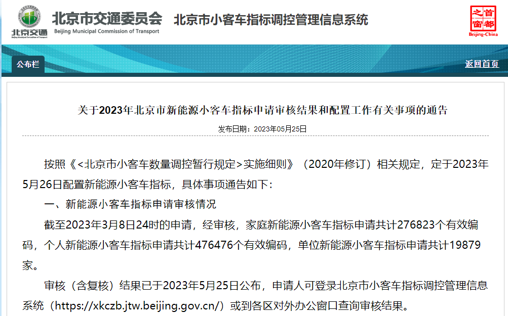 近28萬家庭申請配置5萬個指標！北京新能源指標分數(shù)線明日公布