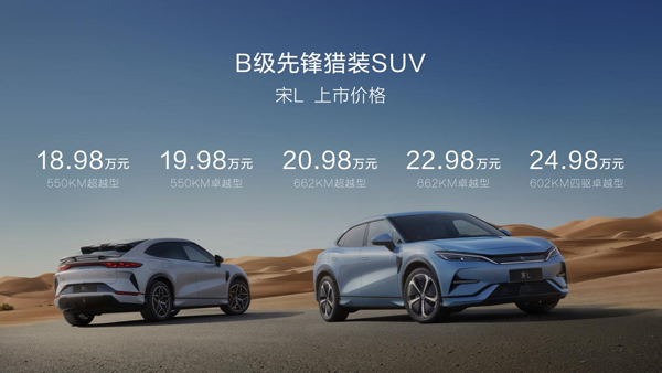 震撼價格！入門滿配！宋L 領潮上市18.98萬元起！