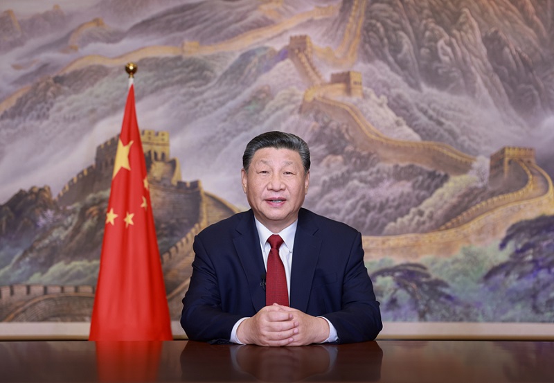 新年前夕，國家主席習近平通過中央廣播電視總臺和互聯網，發表二〇二五年新年賀詞。新華社記者 鞠鵬 攝