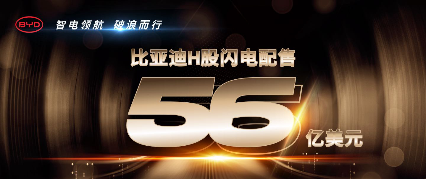 比亞迪56億美元融資創過去十年全球汽車行業紀錄
