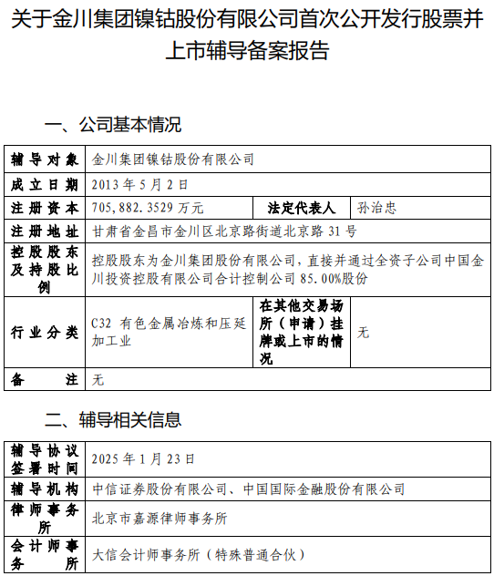 金川集團(tuán)鎳鈷股份有限公司